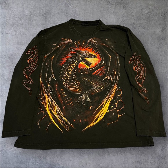Spiral Direct Other - Spiral Direct Flaming Dragon Long Sleeve T-Shirt XL